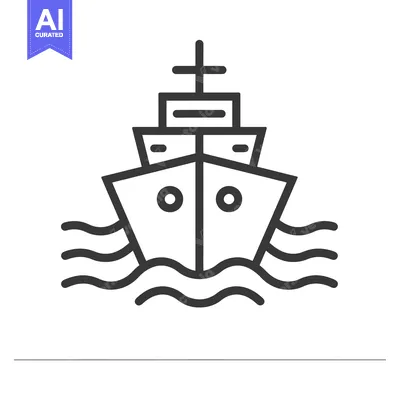 Aset premium populer: Line Art Illustration of a Ship Sailing on Water