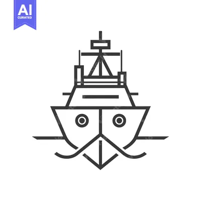 Premium design asset: Line Art Illustration of a Ship Sailing on Water