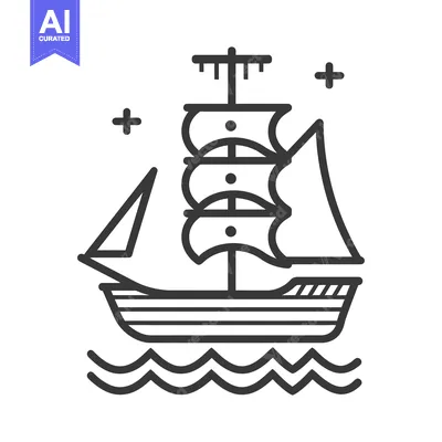 Popular premium asset: Line Art Illustration of a Ship Sailing on Water