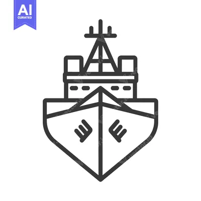 Premium design asset: Line Art Illustration of a Ship's Bow