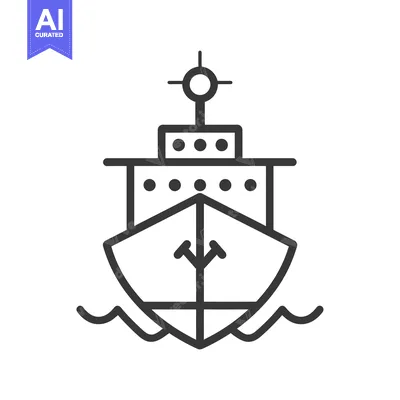 Popular premium asset: Line Art Illustration of a Ship with an Anchor on the Bow