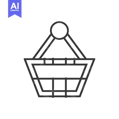 Aset desain premium: Line art illustration of a shopping basket with a handle