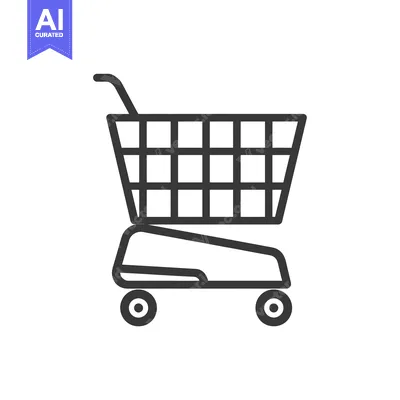 Premium design asset: Line Art Illustration of a Shopping Cart with Wheels