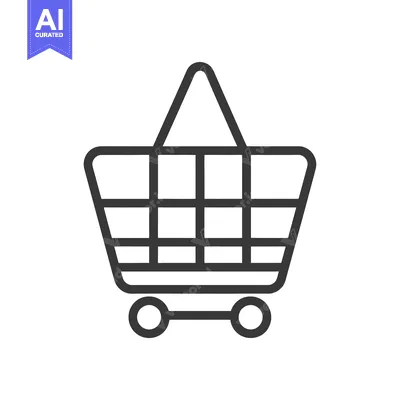 Aset desain premium: Line Art Illustration of a Shopping Cart with Wheels