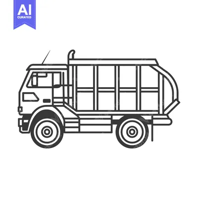 Aset premium populer: Line Art Illustration of a Side View of a Dump Truck