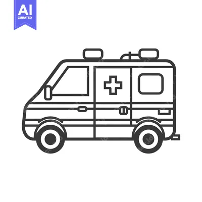 Aset premium populer: Line Art Illustration of a Simple Ambulance