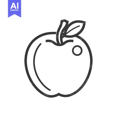 Aset premium populer: Line Art Illustration of a Simple Apple with a Leaf