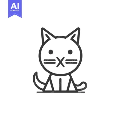 Premium design asset: Line art illustration of a simple cat
