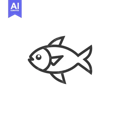 Aset premium populer: Line Art Illustration of a Simple Fish