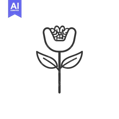 Aset premium populer: Line Art Illustration of a Simple Flower with Two Leaves