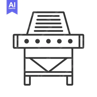 Aset desain premium: Line art illustration of a simple grill with four burners