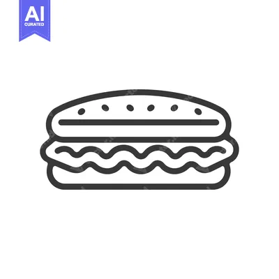 Aset premium populer: Line art illustration of a simple hamburger