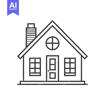 Premium design asset: Line Art Illustration of a Simple House with a Chimney