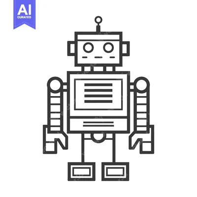 Aset premium populer: Line art illustration of a simple robot