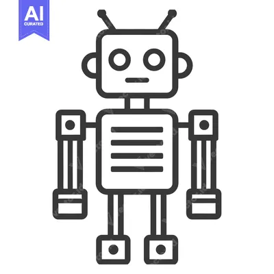 Aset desain premium: Line art illustration of a simple robot