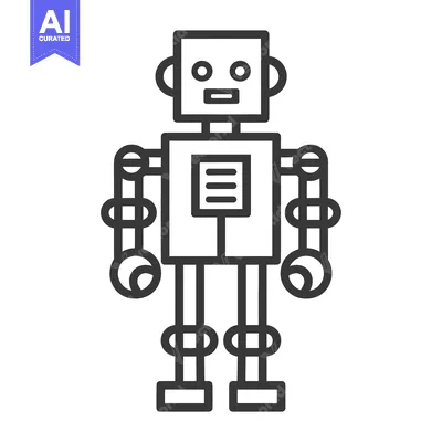 Aset premium populer: Line Art Illustration of a Simple Robot