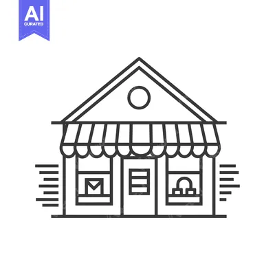Popular premium asset: Line Art Illustration of a Simple Storefront Building