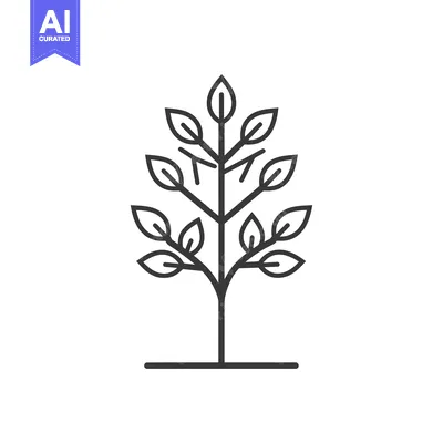 Aset premium populer: Line Art Illustration of a Simple Tree with Seven Leaves