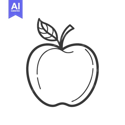 Premium design asset: Line Art Illustration of a Single Apple with a Leaf