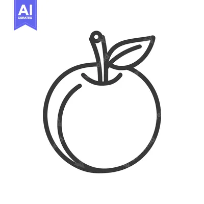 Aset desain premium: Line Art Illustration of a Single Apple with a Leaf