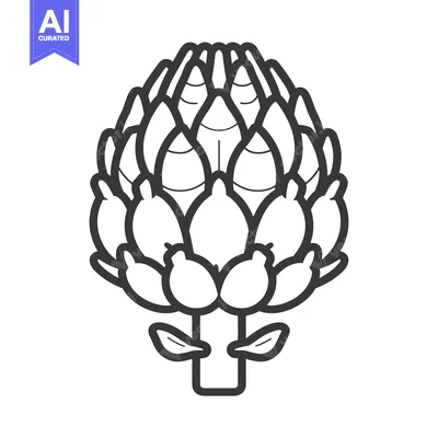 Aset desain premium: Line Art Illustration of a Single Artichoke