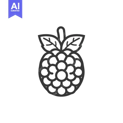Aset desain premium: Line Art Illustration of a Single Blackberry with Leaves