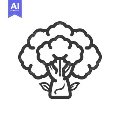 Aset premium populer: Line Art Illustration of a Single Broccoli Floret