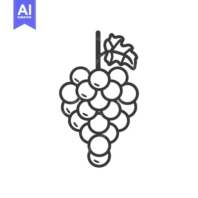 Premium design asset: Line Art Illustration of a Single Bunch of Grapes