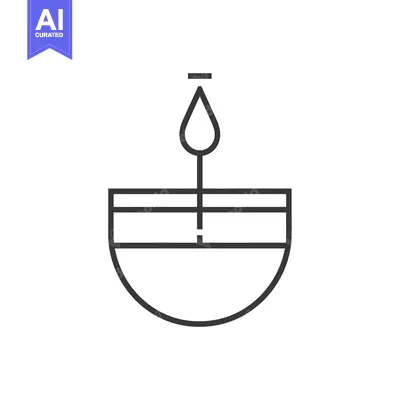 Aset desain premium: Line art illustration of a single candle in a bowl