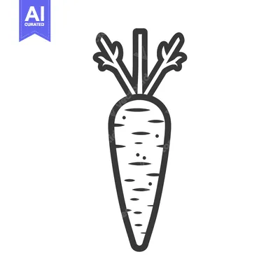 Aset premium populer: Line art illustration of a single carrot