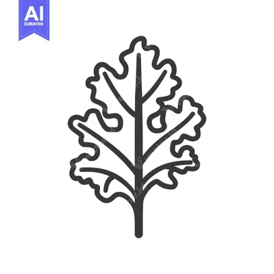 Premium design asset: Line art illustration of a single curly leaf