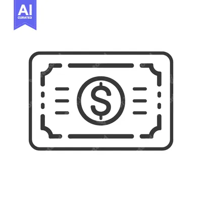 Aset premium populer: Line Art Illustration of a Single Dollar Bill