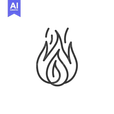Aset desain premium: Line Art Illustration of a Single Flame