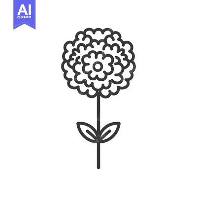 Aset premium populer: Line Art Illustration of a Single Flower with Leaves and Stem