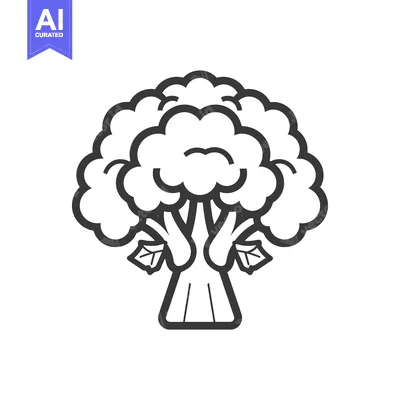 Aset desain premium: Line Art Illustration of a Single Head of Broccoli
