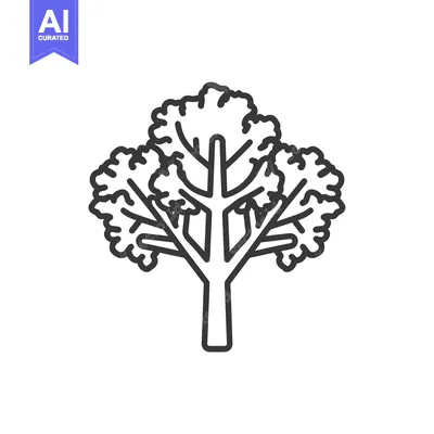 Aset desain premium: Line Art Illustration of a Single Kale Plant