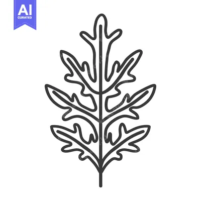Aset premium populer: Line Art Illustration of a Single Leaf with Multiple Lobes