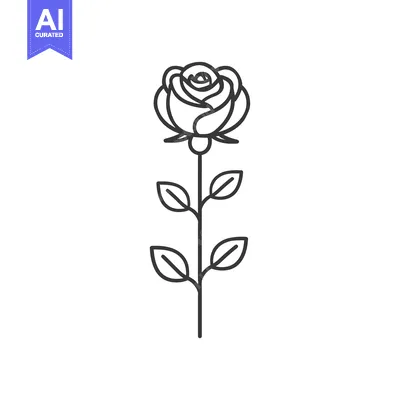 Popular premium asset: Line art illustration of a single rose with leaves