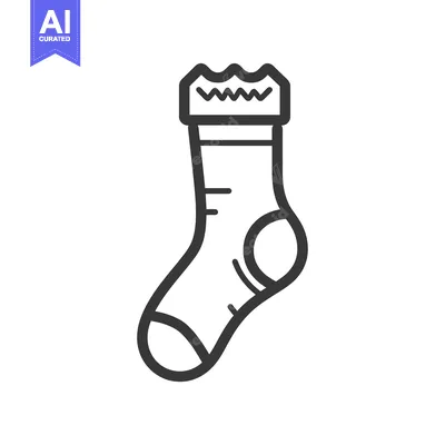 Aset premium populer: Line art illustration of a single sock with a zig-zag top
