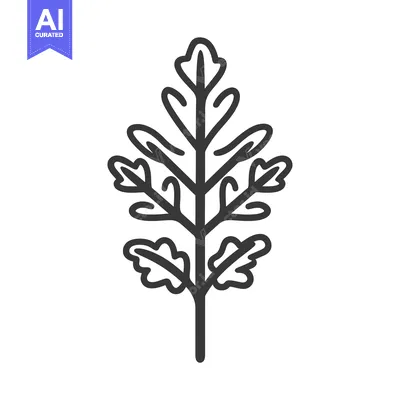 Aset premium populer: Line art illustration of a single sprig of parsley