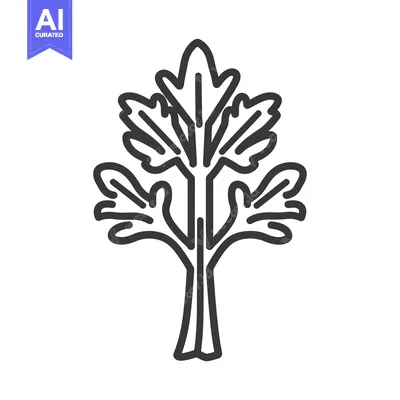 Aset desain premium: Line Art Illustration of a Single Sprig of Parsley
