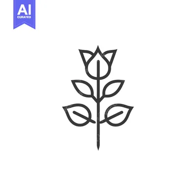 Aset premium populer: Line Art Illustration of a Single Tulip with Leaves