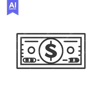 Popular premium asset: Line art illustration of a single US dollar bill