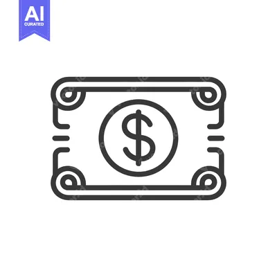 Aset premium populer: Line art illustration of a single US dollar bill