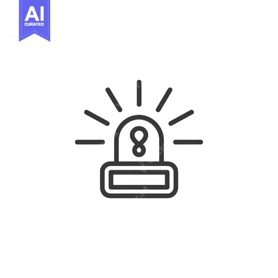 Line Art Illustration of a Siren or Alarm with a Light