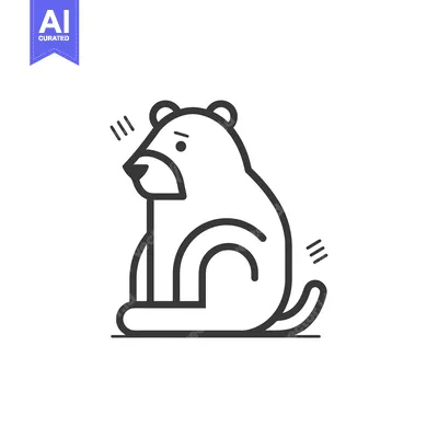 Aset premium populer: Line Art Illustration of a Sitting Bear with a Simple Design