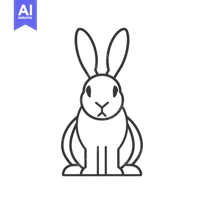 Premium design asset: Line art illustration of a sitting bunny rabbit