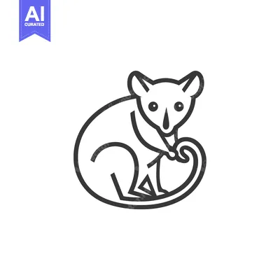 Aset premium populer: Line Art Illustration of a Sitting Bush Baby