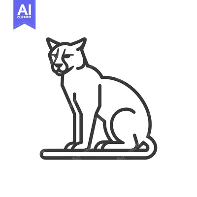 Premium design asset: Line Art Illustration of a Sitting Cat