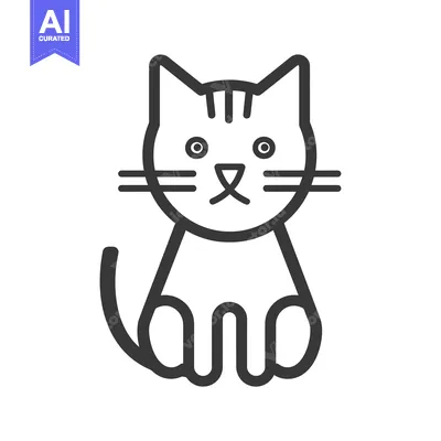 Popular premium asset: Line art illustration of a sitting cat with a striped face